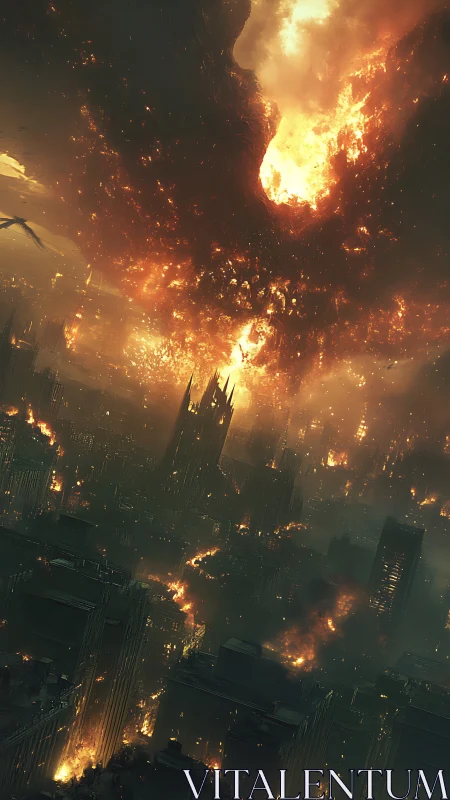 Apocalyptic Cityscape Engulfed in Inferno.