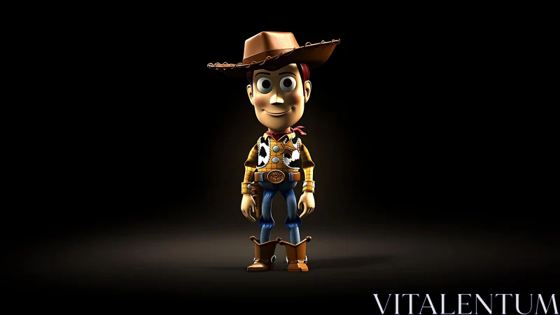 Cowboy toy character rendered against dark background.