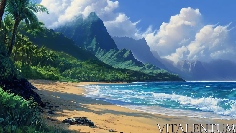 Emerald Cliffs Meet Turquoise Waves: Paradise Shore.