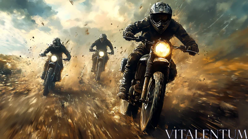 Mudstorm riders blaze through a roaring dirt horizon.