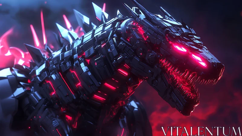 Cybernetic dragon kaiju rendered in neon hard-surface 3D design.