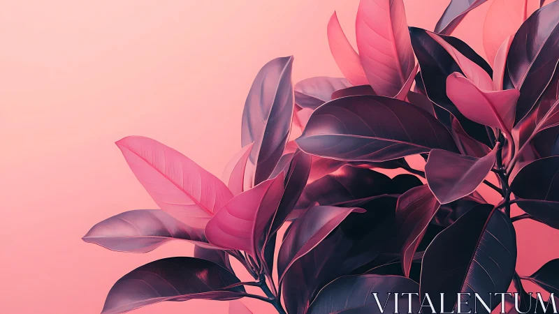 Digital pink foliage study with gradient botanical backdrop.