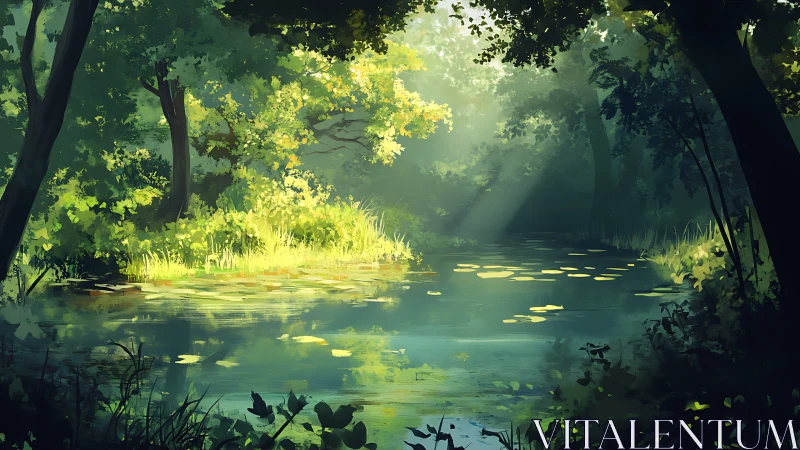 Luminous Forest Stream: Digital Landscape Study.