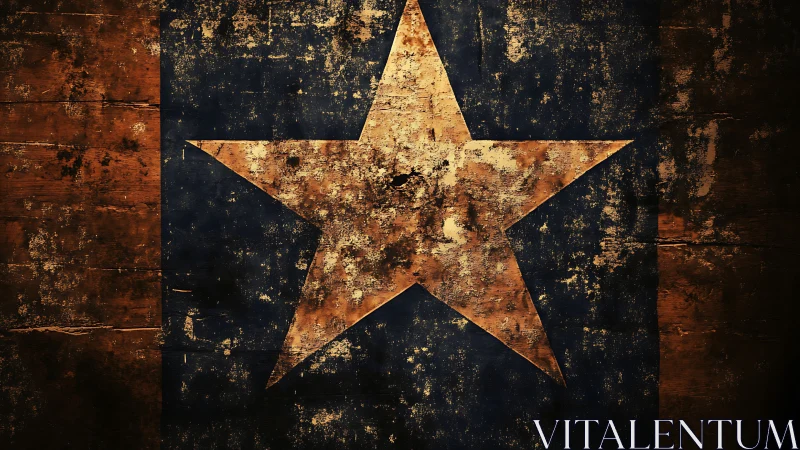 Weathered lone star blazing over battered rustic planks.