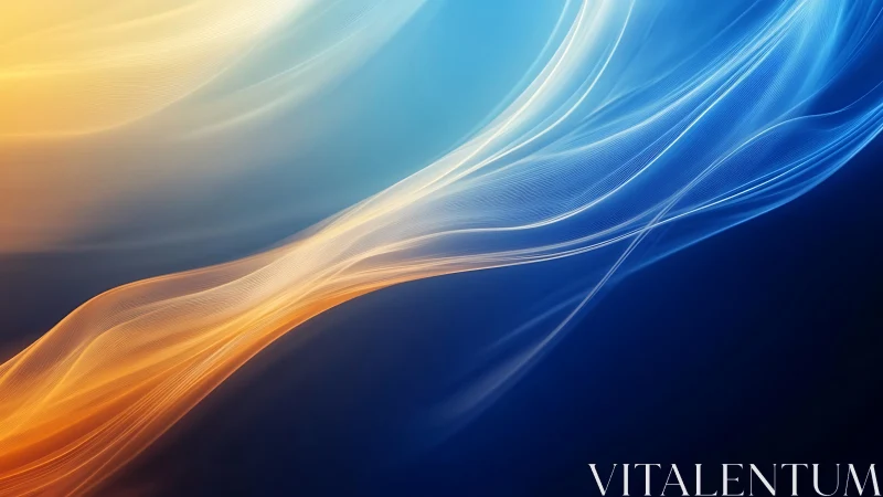 Dual light waves merge across deep blue gradient field.