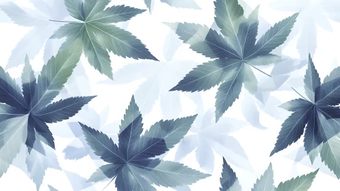 Translucent maple foliage pattern in cool gradient palette.