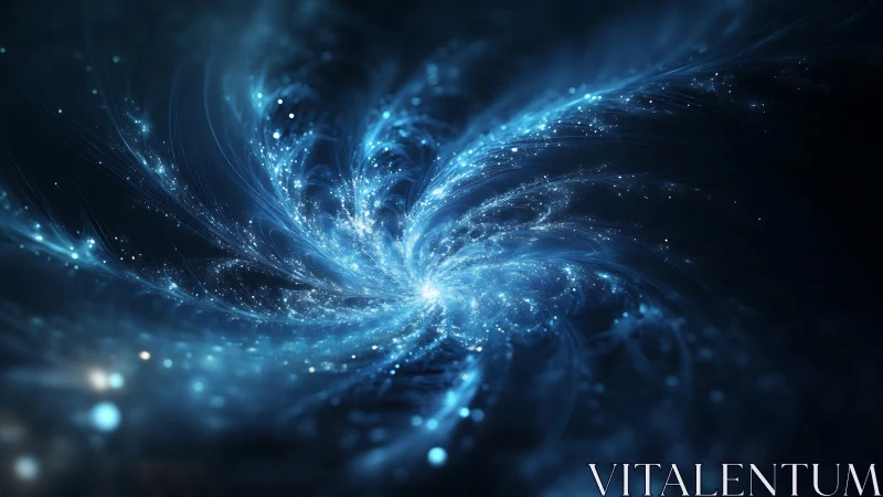 Cosmic blue energy vortex swirling through deep space.