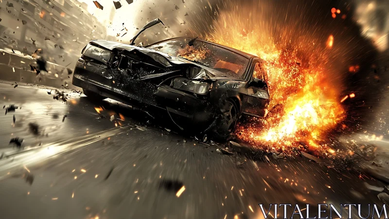 High-speed highway collision shows frontal impact and explosion