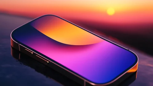 Gradient-Mapped Smartphone Device with Chromatic Sunrise Environment Rendering.