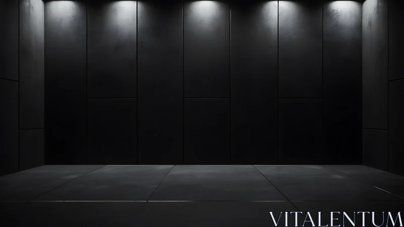 Minimalist black chamber uses overhead spots to sculpt depth