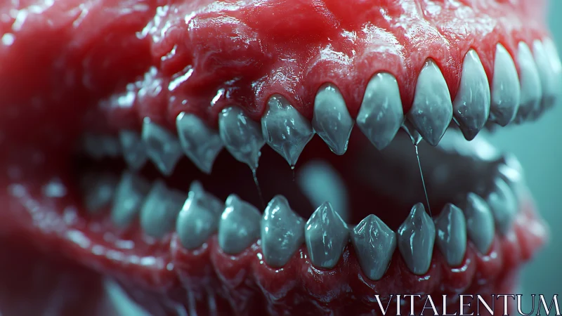 Close-up 3D render of sharp monstrous jaws and teeth.