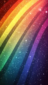 Spectral arc gradients traversing dense stellar particle field.