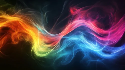 Chromatic smoke rivers twist through a midnight digital sky