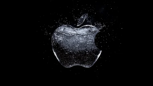 Liquid-rendered apple-shaped logo on black background.