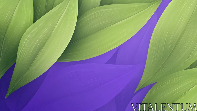 Layered green and purple leaves create soothing abstract harmony.