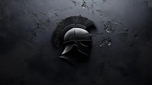 Ancient Spartan Helmet in Dark Minimalist 3D Art Style.