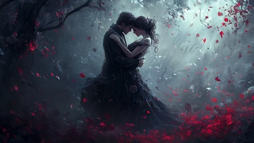 Crimson Reverie: Two Hearts Waltz Through Scarlet Tempests