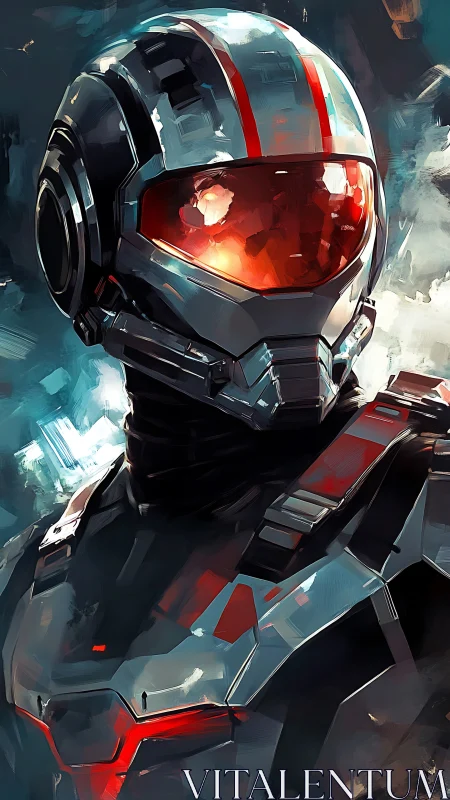 Crimson-visored sentinel studies storms beyond the stars