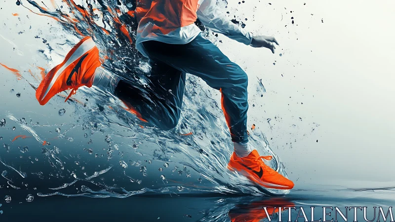 Neon sprint shatters water into electric motion and spray.