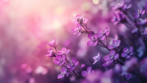 Delicate Purple Flowers with Shallow Depth of Field and Soft Bokeh