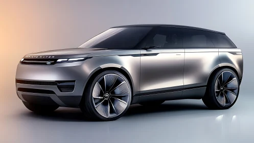 Futuristic silver SUV concept with large aerodynamic wheels.