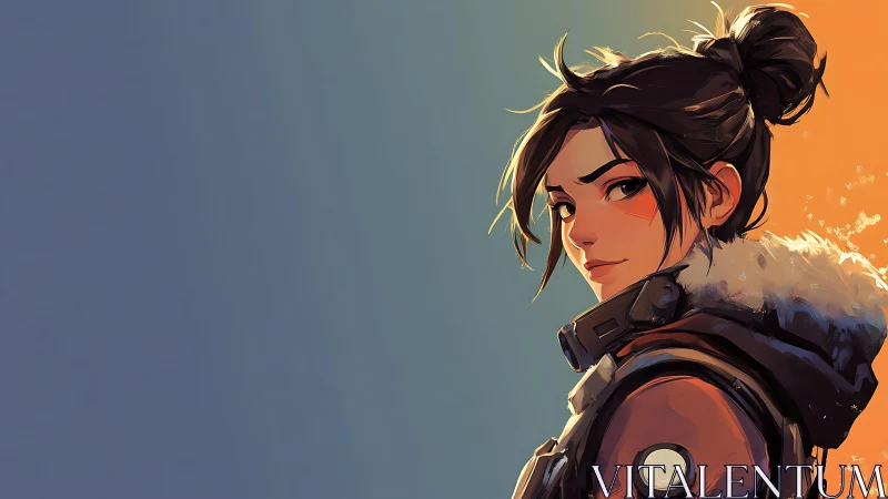 Bifurcated gradient portrait of tactical winter scout operative.