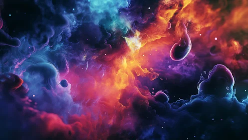 Cosmic color clouds swirling through a dreamy deep-space sky.