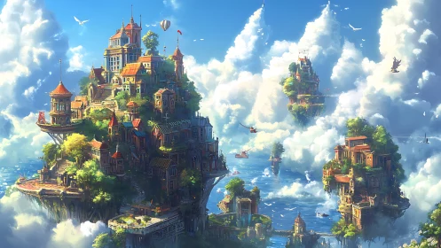 Floating Sky Citadel: Ornate Architecture in Ethereal Cloud Realm.