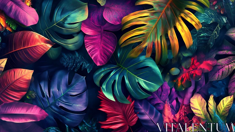 Chromatic tropical foliage array with luminous gradient tonality.