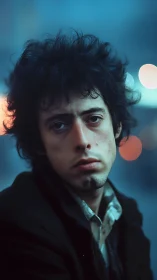 Soft city lights cradle a thoughtful young dreamer at dusk.