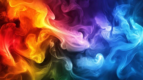 Vibrant swirling color clouds in abstract gradient field.