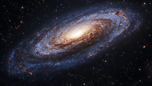 Spiral galaxy glows in deep space with luminous starfields