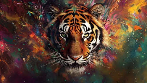 Tiger gaze carves a blazing tunnel through swirling nebulae