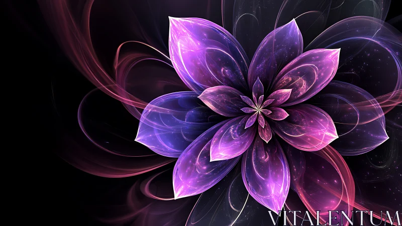 Radiant cosmic flower blooms in luminous neon space