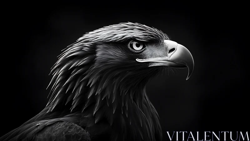 Majestic Eagle Portrait in Dramatic Black and White Photorealism.