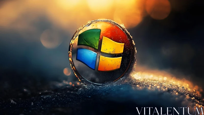 Vibrant Windows Logo Sphere in Frosty, Glowing Digital Art.