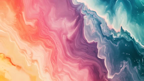 Digital painting of fluid chromatic gradient with marbled contours.