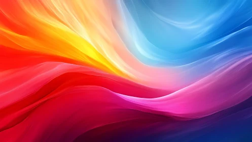 Radiant color waves drift across a luminous abstract horizon.