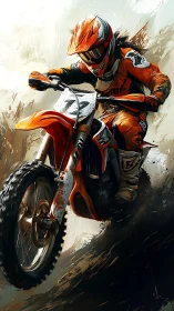 Dynamic motocross rider rendered in high-impact digital painting