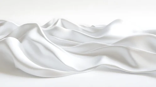 Flowing White Fabric with Soft Waves, Minimalist Abstract Style.