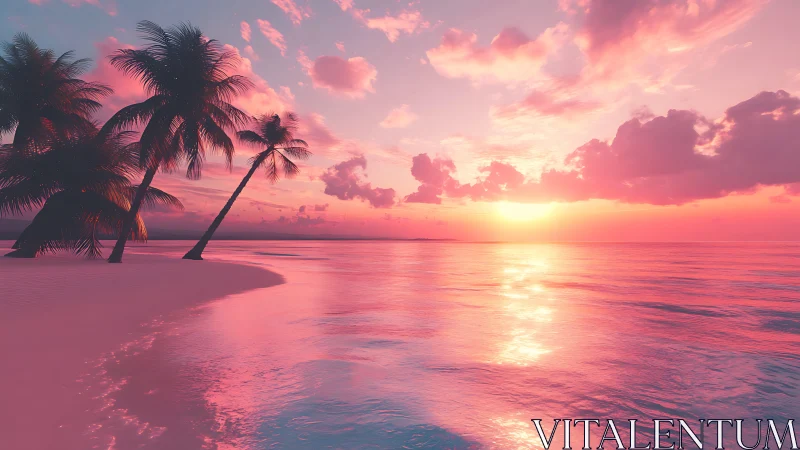 Cotton candy sunset over a quiet tropical shoreline.