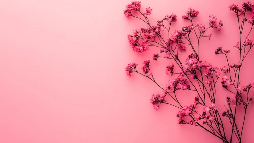 Monochromatic Botanical Composition in Saturated Pink Gradient Field