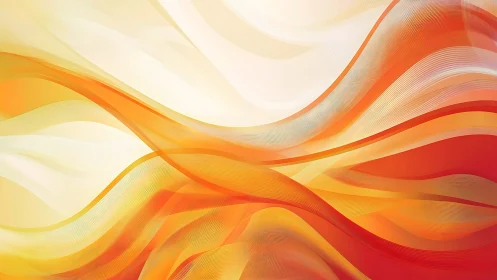 Sunlit gradient waves in flowing orange vector ribbons.
