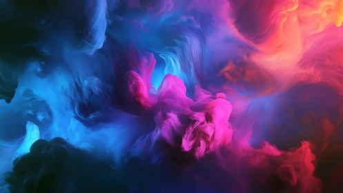 Chromatic nebula swirls in vivid cyan, magenta and ember light.