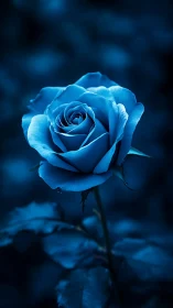 Ethereal Blue Rose with Atmospheric Luminescence and Bokeh Backdrop