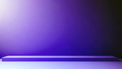 Purple rectangular platform against gradient wall backdrop.