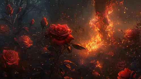 Inferno Roses Ignite Against the Consuming Darkness