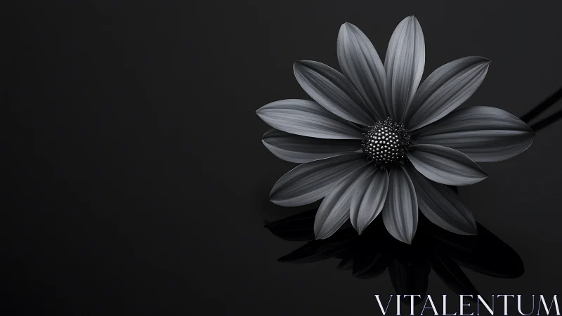 Black and White Daisy Against Dark Background