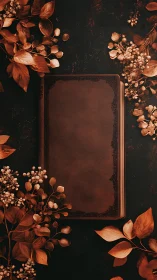 Vintage leather tome framed by sepia botanical ornamentation.