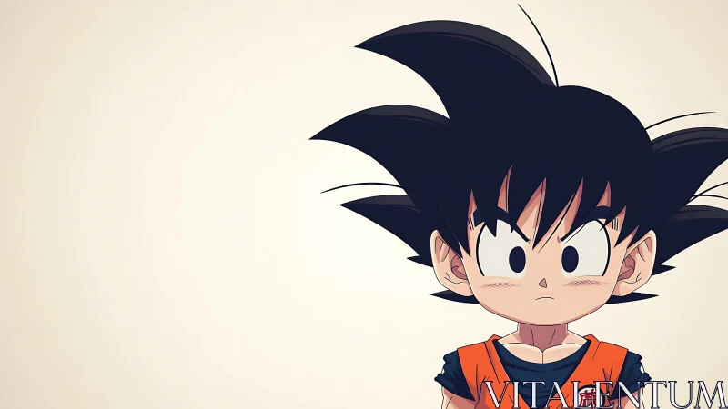 Spiky‑haired kid warrior studies the horizon in silence